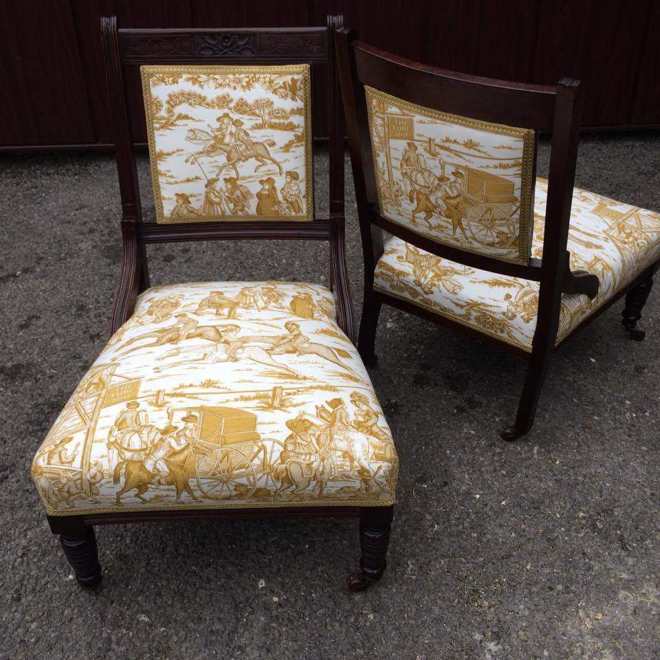 A pair of GP & J Baker Occasional chairs,  newly refurbished.